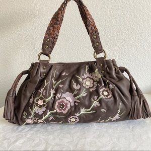 Isabella fiore floral embroidery leather bag